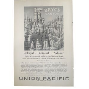 Vintage 1927 Union Pacific Bryce Canyon Ad Advertisment